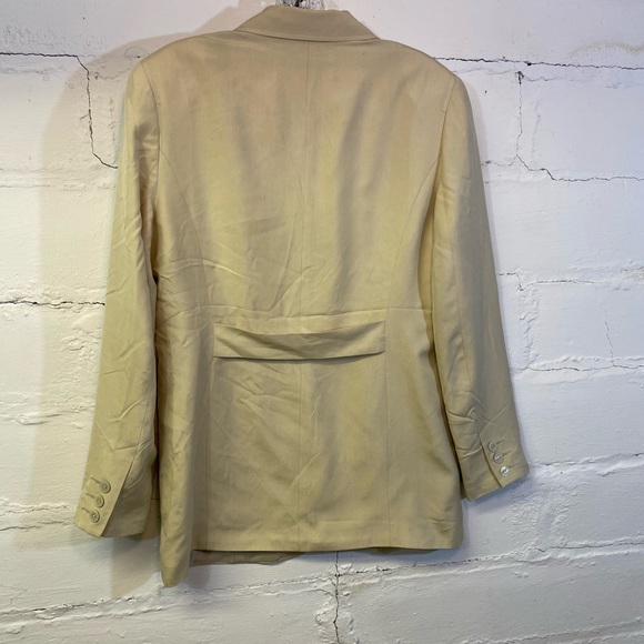 Casual Corner Vintage 100% Silk Tan Silk Blazer with Pockets Safari Inspired - Picture 5 of 8
